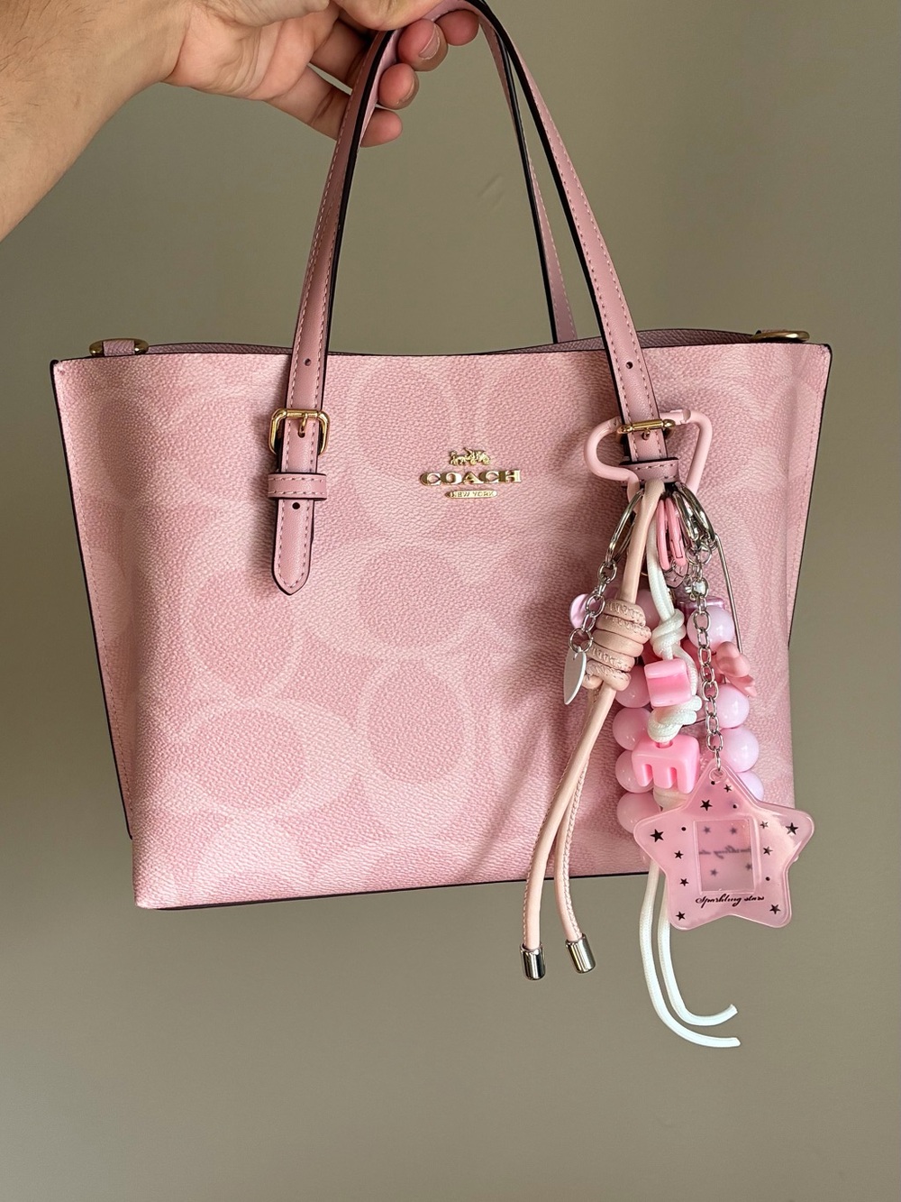 Pink Photo Holder Star Keychain Tassel Bag Charm